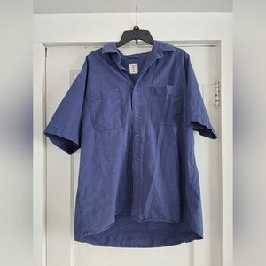 Men's Blue Short Sleeve Button Up Shirt